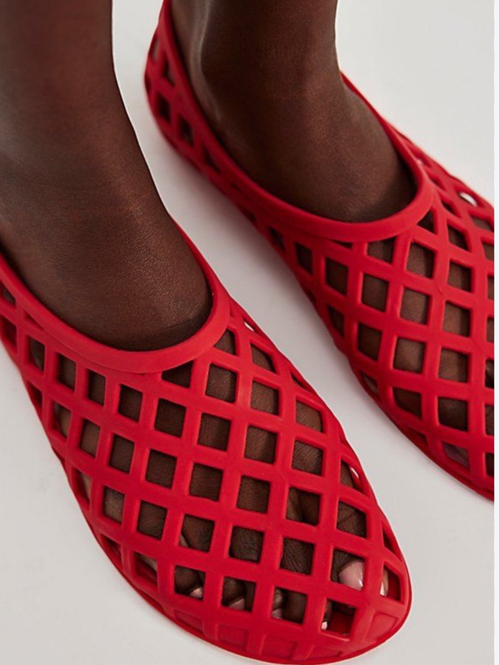 Jeffrey Campbell Red Lattice Jelly Flats Size 6